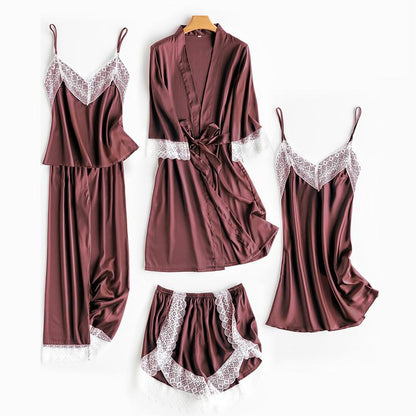 Robe de chambre de mariage  Satin d'été pour femmes  Robe de bain kimono sexy  Chemise de nuit en dentelle mariée  Lingerie de bain  Pyjama ample