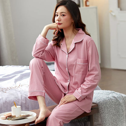 Femmes 100% coton  Pyjamas  Dormir en hiver  Lounge Sleepwear Solid  Pijama blanc Mujer Bedroom  Vêtements d'intérieur  Pyjama en coton pur PJs